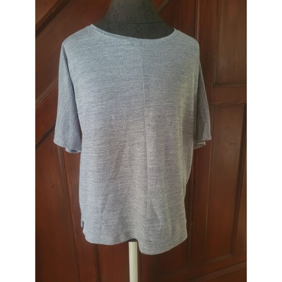 Talbots Petite Heather Gray Short Sleeve Knit Top Size L/P - Picture 1 of 8